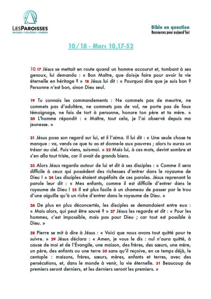 Marc 10,17 à 10,52