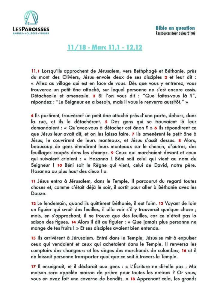 Marc 11,1 à 12,12