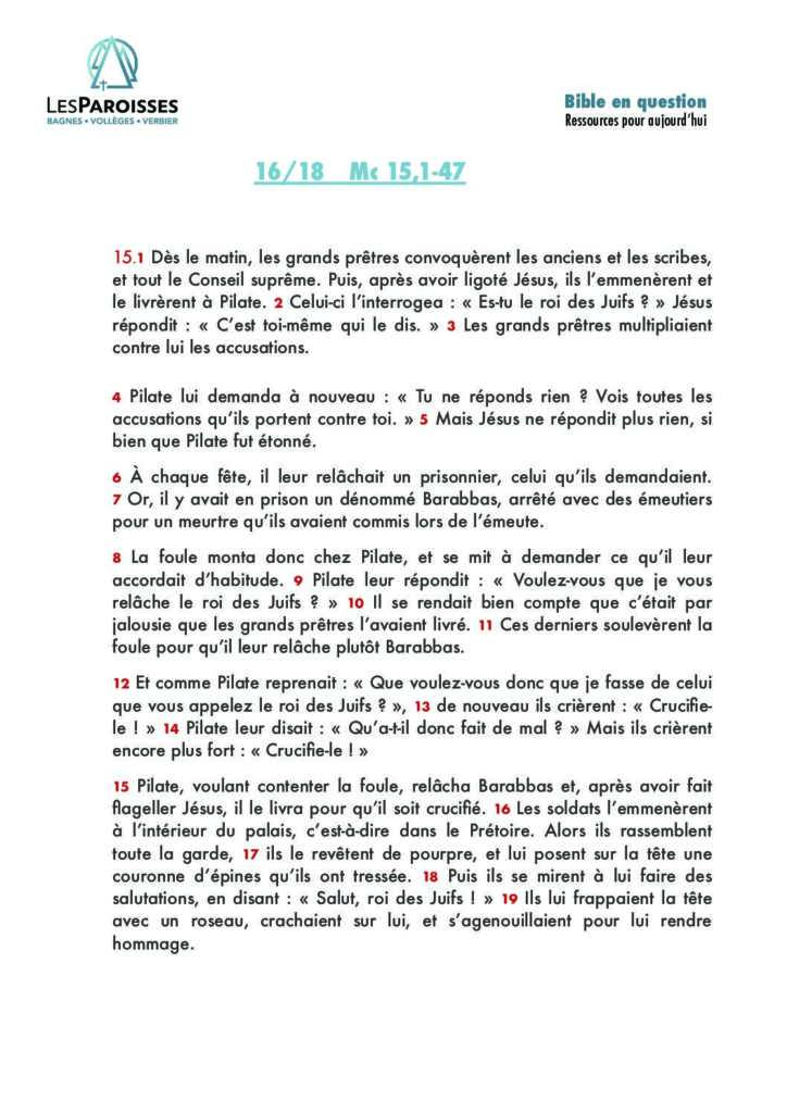 Marc 15,1 à 15,47