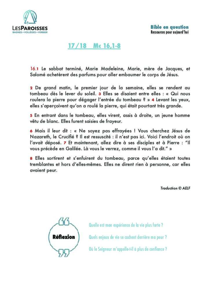 Marc 16,1 à 16,8